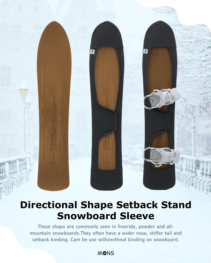 MONS Powder Snowboard Setback Stance Protection Soft Sleeve Cover with Binding On for packing in board bag Scratch-Resistant (L) - Image 2
